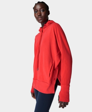 Sweaty Betty Liberate Luxe Fleece Hoodie Damen Rot | IRSDQ4352