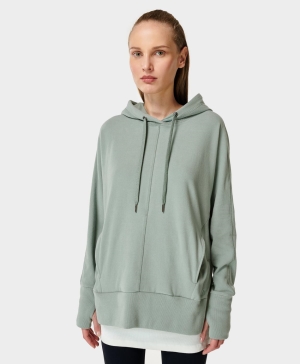 Sweaty Betty Liberate Luxe Fleece Hoodie Damen Weiß Blau | WOFYU1629