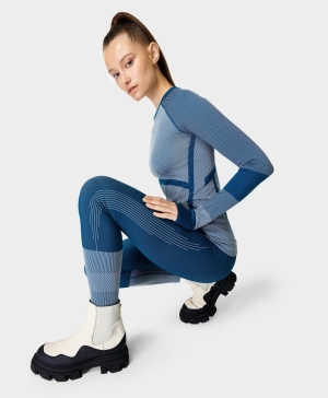 Sweaty Betty Linear Base Layer Leggings Damen Tiefesblau | EPMOX5486