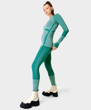 Sweaty Betty Linear Base Layer Leggings Damen Grün | WURKZ5968