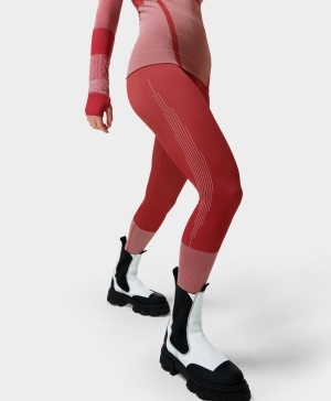 Sweaty Betty Linear Base Layer Leggings Damen Rot | XJVLO0287