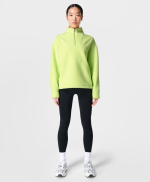 Sweaty Betty Lomond Fleece Half Zip Pullover Sweatshirt Damen Grün | NTLVB4203