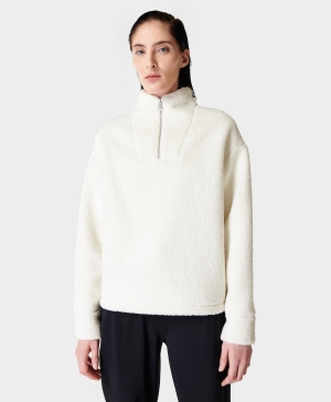 Sweaty Betty Lomond Fleece Half Zip Pullover Sweatshirt Damen Weiß | XWAZK0572