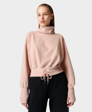 Sweaty Betty Melody Luxe Fleece Pullover Sweatshirt Damen Beige | OUWVA9620