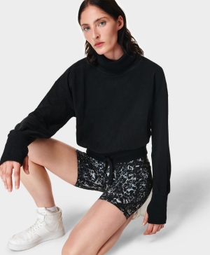 Sweaty Betty Melody Luxe Fleece Pullover Sweatshirt Damen Schwarz | VQIBM2130