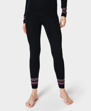 Sweaty Betty Merino Fairisle Base Layer Leggings Damen Schwarz | PWGEB6952