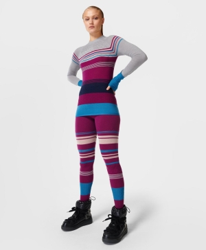 Sweaty Betty Merino Pattern Base Layer Leggings Damen Rosa | MUIHX2674