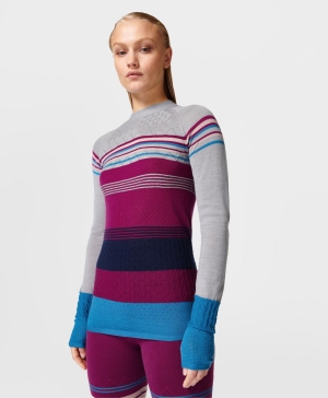 Sweaty Betty Merino Pattern Base Layer Oberteile Damen Rosa | KFJWS1938
