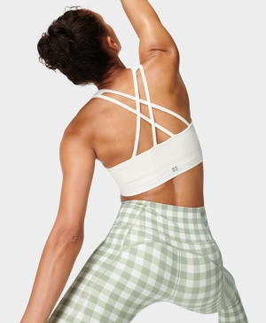Sweaty Betty Mindful Seamless High Neck Yoga BHs Damen Weiß | VLPWF2386