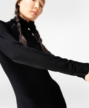 Sweaty Betty Modal Dot High Neck Jacquard Base Layer Long Sleeve Damen Schwarz | IFWLK4158