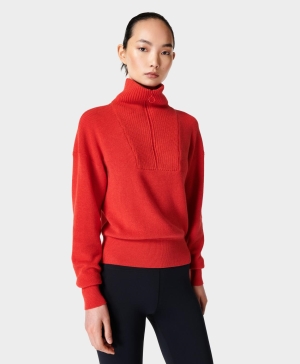 Sweaty Betty Modern Half Zip Pullover Oberteile Damen Rot | PYCBX4523