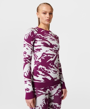 Sweaty Betty Peaks Jacquard Ski Base Layer Long Sleeve Damen Rosa | AJYPQ4856