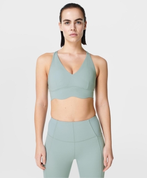Sweaty Betty Power Contour Plunge BHs Damen Blau | UXVNG1758