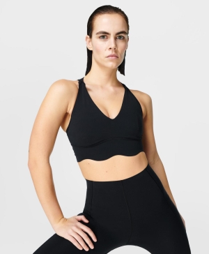 Sweaty Betty Power Contour Plunge BHs Damen Schwarz | XJGZK3691
