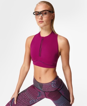 Sweaty Betty Power Contour Zip BHs Damen Rosa | CMXAK0245
