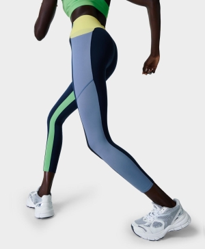 Sweaty Betty Power High-Waisted 7/8 Colour Block Workout Leggings Damen Navy Blau | MPORY7489