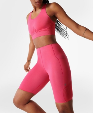 Sweaty Betty Power High-Waisted 9" Biker Kurze Hose Damen Rosa | XTRHP0469