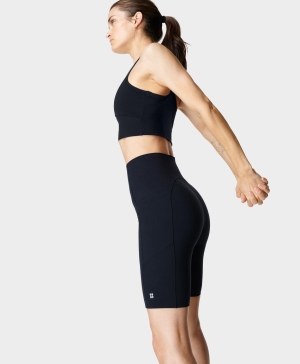 Sweaty Betty Power High-Waisted 9" Biker Kurze Hose Damen Schwarz | XYPIC5378