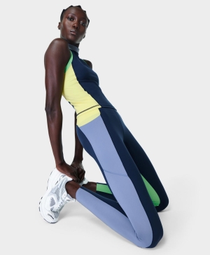 Sweaty Betty Power High-Waisted Workout Colour Block Leggings Damen Navy Blau | EGQYC8401