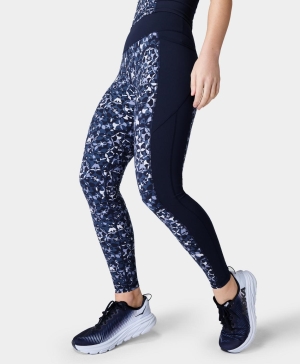 Sweaty Betty Power Workout Colour Block Print Leggings Damen Blau | DTEBX1592