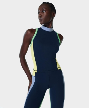 Sweaty Betty Power Zip Back Workout Muskelshirt Damen Navy Blau | JKQUR8734