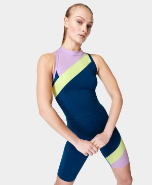 Sweaty Betty Power Zip Back Workout Muskelshirt Damen Tiefesblau | JMGFA9128