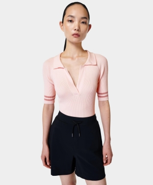 Sweaty Betty Prep Polo Pullover Oberteile Damen Rosa | RQFDP2564