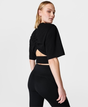 Sweaty Betty Refine Kurzes Sleeve T-shirts Damen Schwarz | SRQWP9046