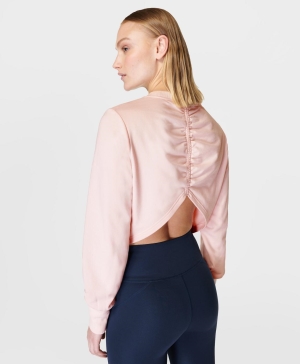 Sweaty Betty Refine Ruched Pullover Sweatshirt Damen Rosa | SYERX3524
