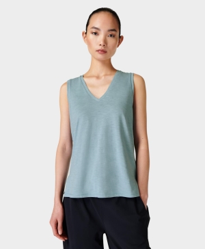 Sweaty Betty Refresh Side Split Muskelshirt Damen Blau | GYIWQ0561