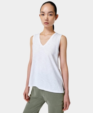 Sweaty Betty Refresh Side Split Muskelshirt Damen Weiß | IQSKY4325