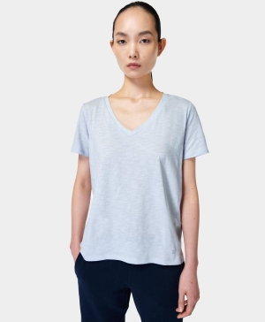 Sweaty Betty Refresh V-Neck T-shirts Damen Blau | HZACM6054