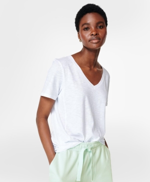 Sweaty Betty Refresh V-Neck T-shirts Damen Weiß | QNIRZ9862