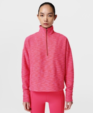 Sweaty Betty Rest Up Half Zip Pullover Sweatshirt Damen Rot | ODKQR2184