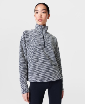 Sweaty Betty Rest Up Half Zip Pullover Sweatshirt Damen Navy Blau | ZDBUJ3187