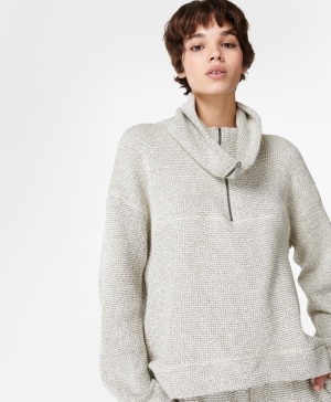 Sweaty Betty Restful Boucle Half Zip Sweatshirt Damen Weiß | IUJPW0845