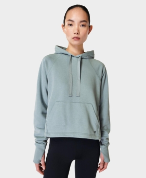 Sweaty Betty Revive Cropped Hoodie Damen Blau | HZDBF6579