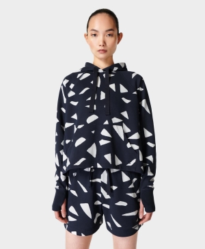 Sweaty Betty Revive Cropped Hoodie Damen Navy Blau | WLNAJ8562