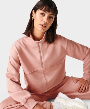 Sweaty Betty Revive Half Zip Sweatshirt Damen Rosa Rosa | JZUOV1237