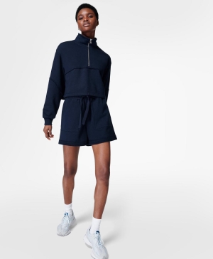 Sweaty Betty Revive Half Zip Sweatshirt Damen Navy Blau | LVUCQ7906