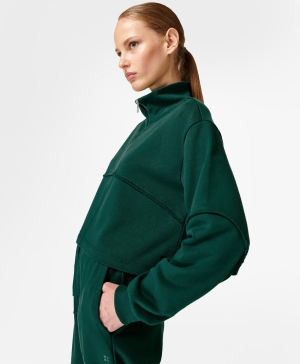 Sweaty Betty Revive Half Zip Sweatshirt Damen Tiefestürkis Grün | WMBPO0489