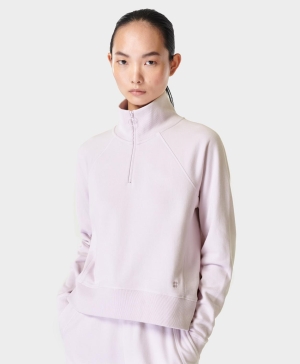 Sweaty Betty Revive Rib Half Zip Sweatshirt Damen Lila | KXYPG6495