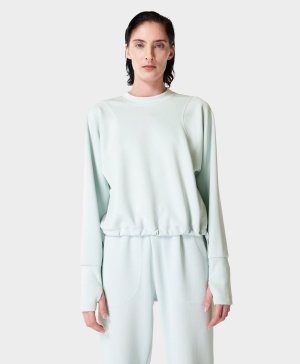 Sweaty Betty Sand Wash Crew Neck Sweatshirt Damen Blau | DWEQL7130