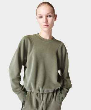 Sweaty Betty Sand Wash Crew Neck Sweatshirt Damen Grau Grün | VWUFG6083