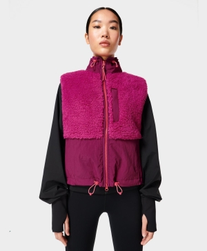 Sweaty Betty Sherpa Zip Up Sweatshirt Damen Rosa | TPLZY0894