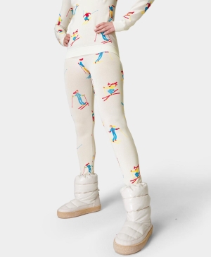 Sweaty Betty Ski Jacquard Base Layer Leggings Damen Weiß | FYBJV0153