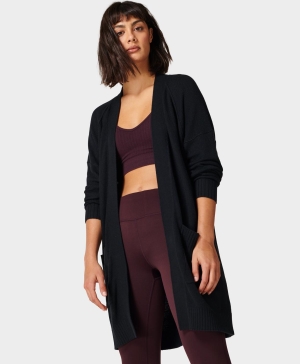 Sweaty Betty Solace Cashmere Blend Cardigan Oberteile Damen Schwarz | IROKT6492