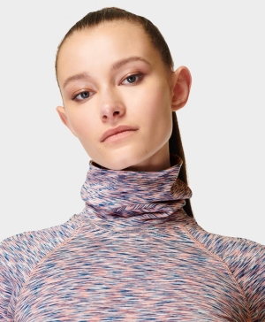 Sweaty Betty Spacedye Funnel Neck Base Layer Long Sleeve Damen Rosa | VKNST0285