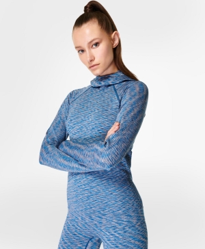 Sweaty Betty Spacedye Mit Kapuze Base Layer Long Sleeve Damen Tiefesblau | TZKYH9621
