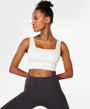 Sweaty Betty Stamina Square Neck BHs Damen Weiß | UFTYK7860